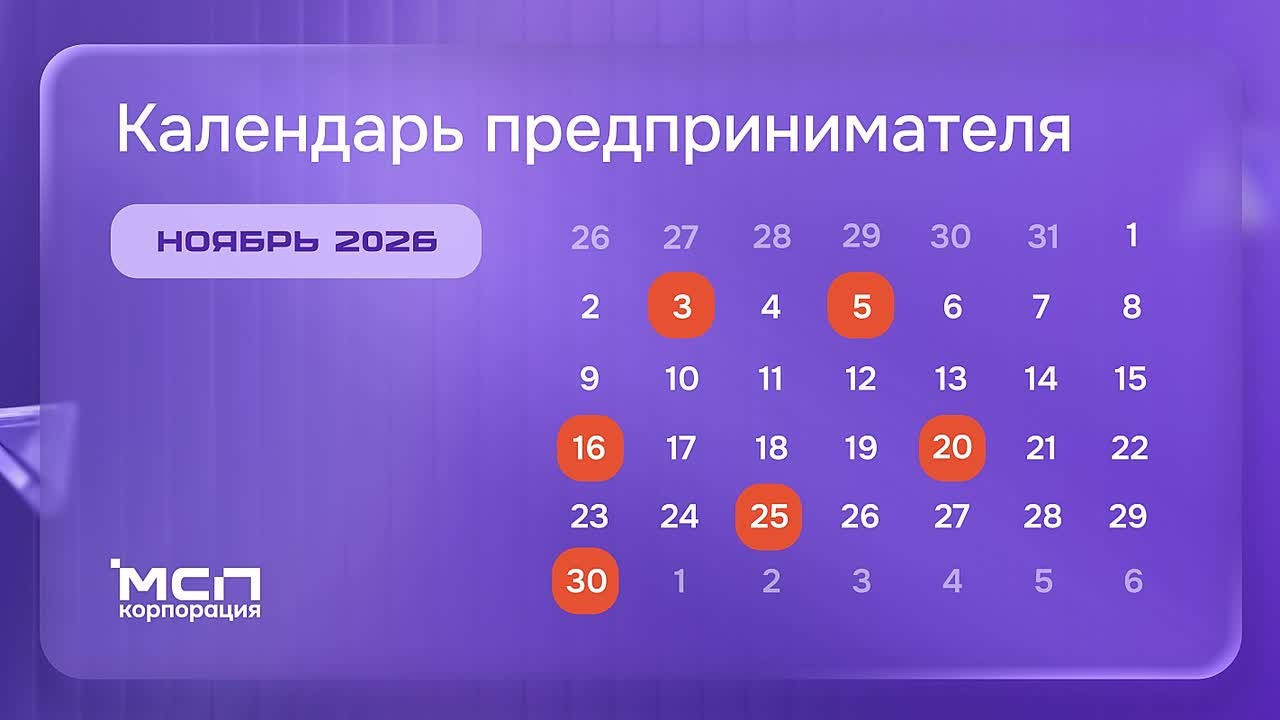КАЛЕНДАРЬ ПРЕДПРИНИМАТЕЛЯ на ноябрь 2026